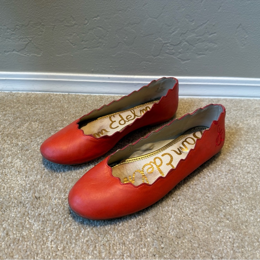 Sam Edelman Red leather Flat with Gold Embellishment